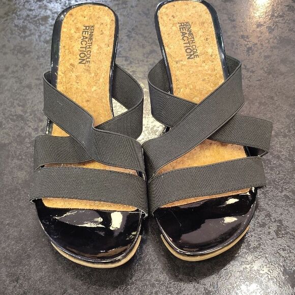 Kenneth Cole Reaction Black Platform Shoes with Elastic Straps - Picture 1 of 6